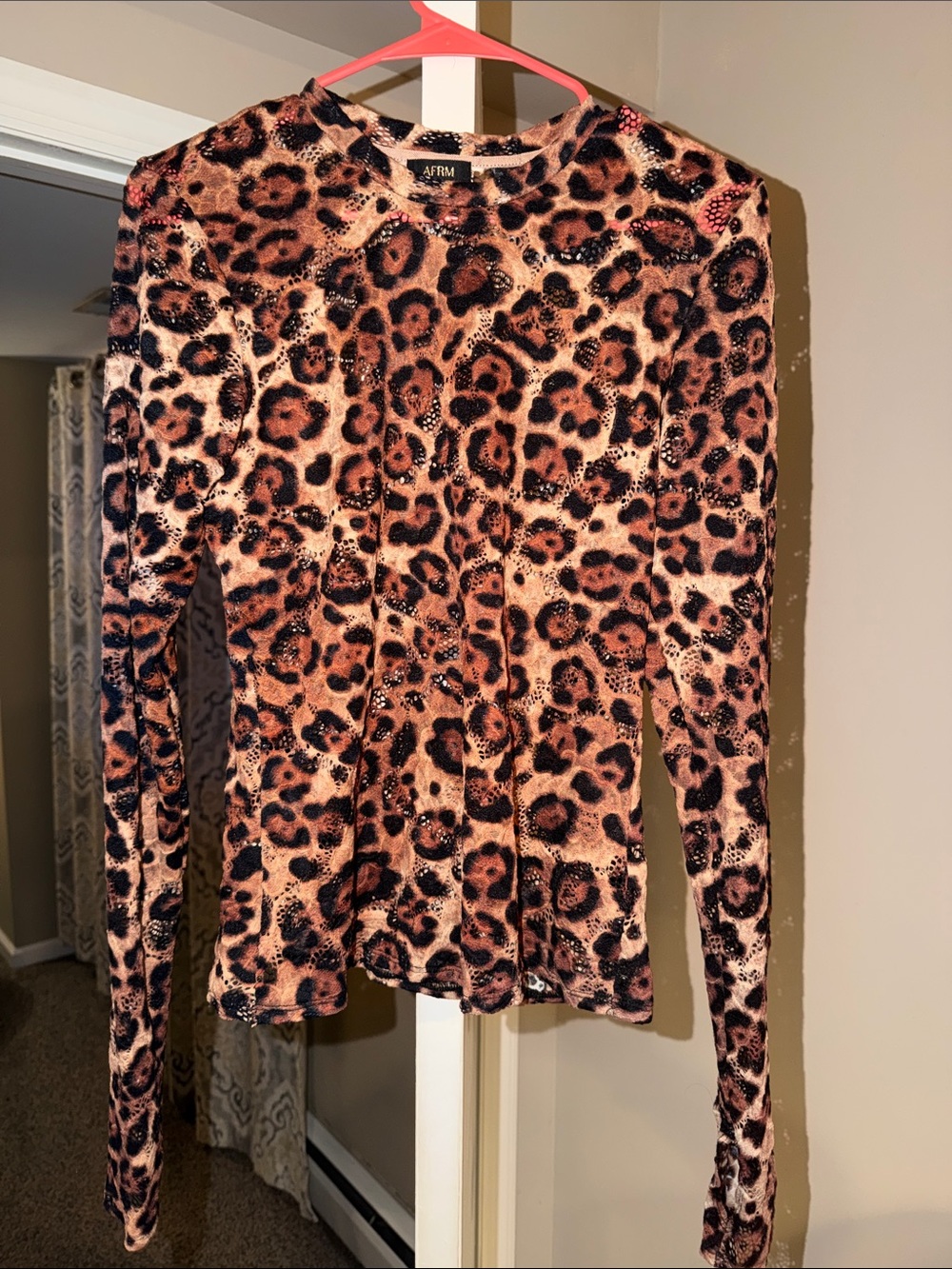 Women's Leopard Print Long Sleeve Top - Brown